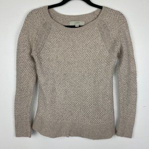 LOFT Oatmeal Lattice Knit Wool Blend Sweater Sz M